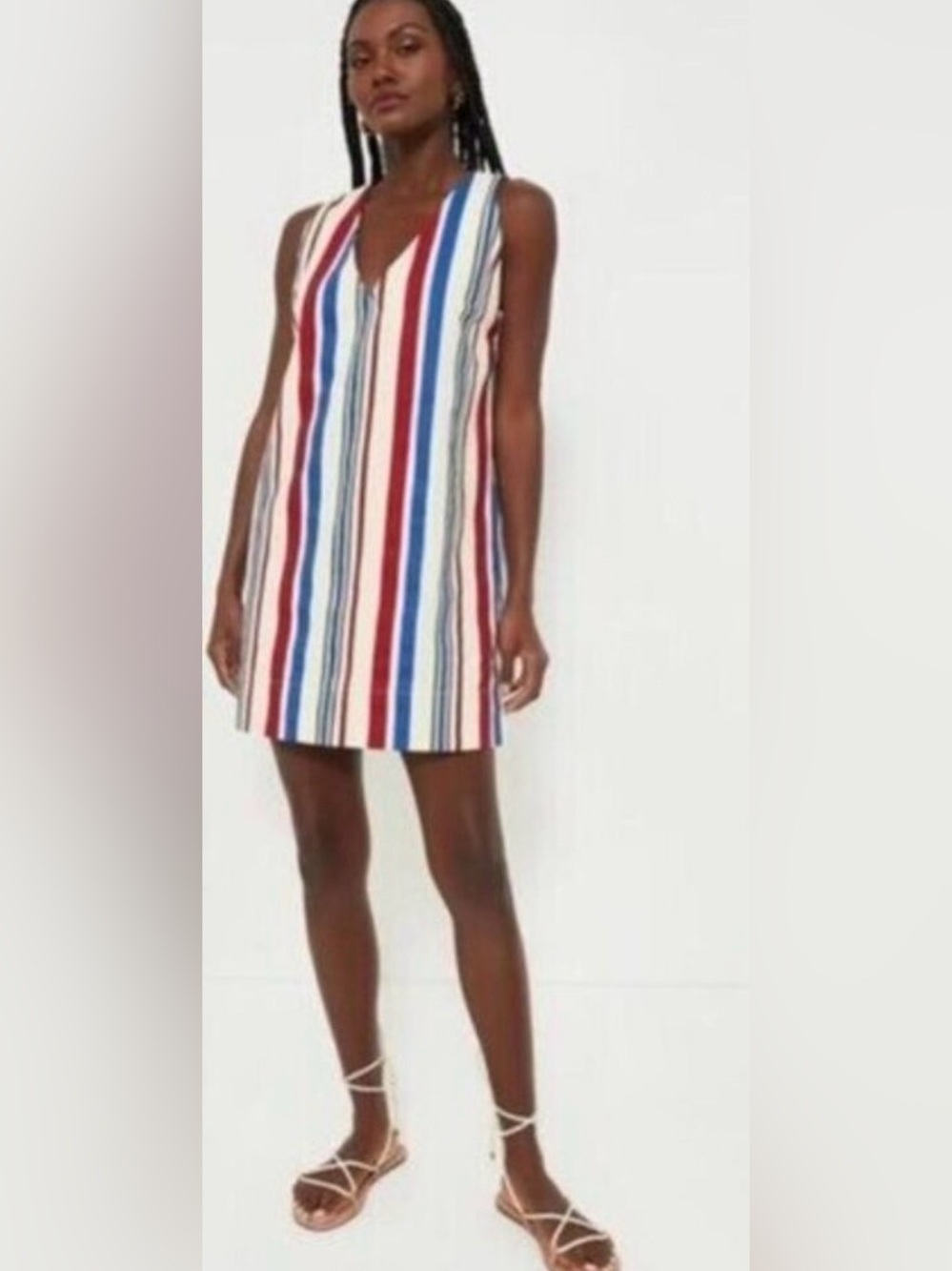 Pomander Place | NEW Americana Stripe Kira V-neckline Mini Dress Size M